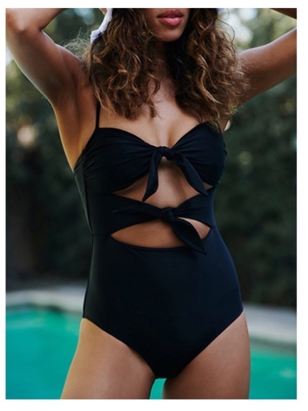 Beach Riot Black Mia One-Piece Swimsuit with Front Tie Cutouts